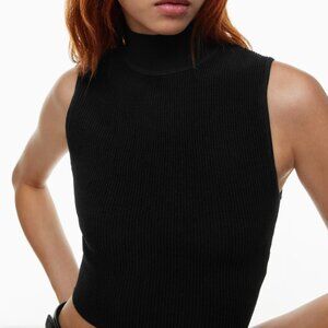 Babaton Sculpt Knit Mockneck Tank Top Black 2XXS ARITZIA